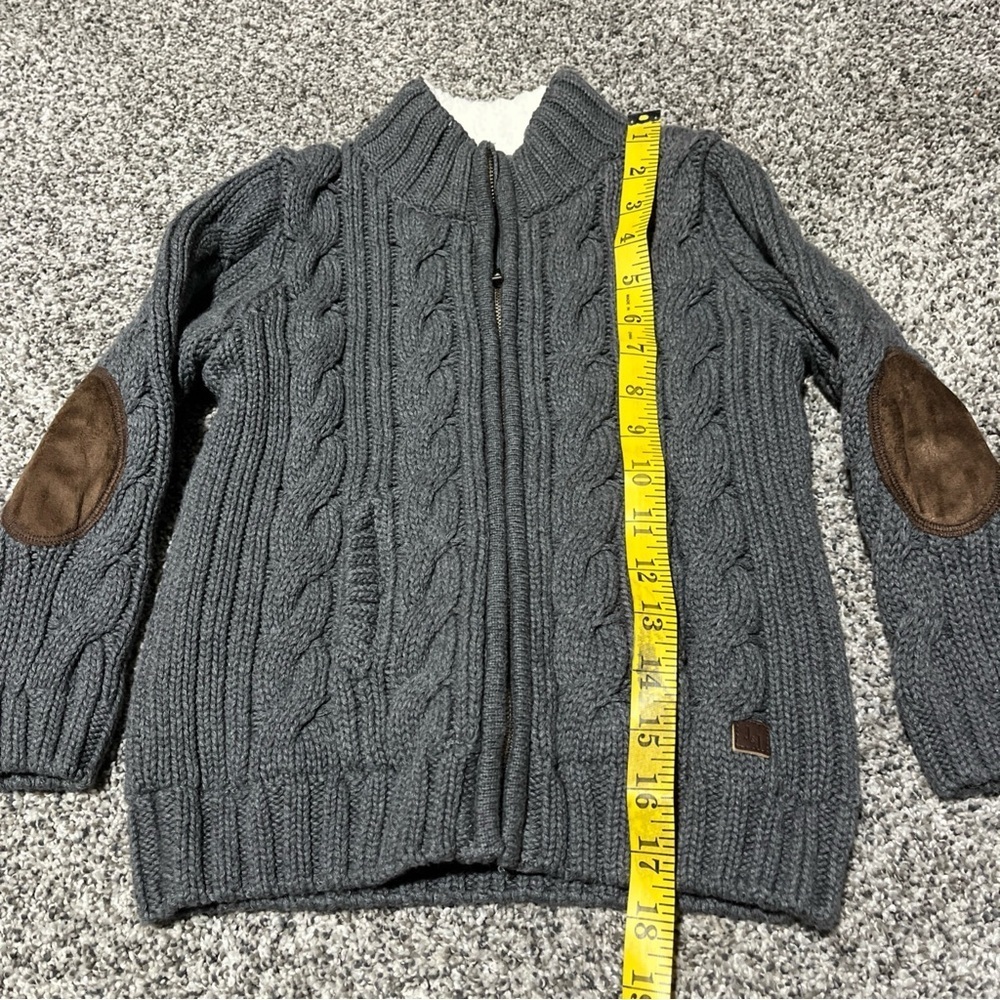 JANIE & JACK BOYS Size 3 GRAY Full ZIP Cotton Cable SWEATER Jacket Lined - Picture 2 of 12